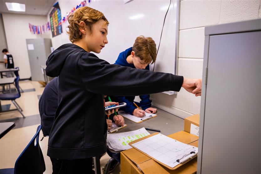 Page Middle students in math class